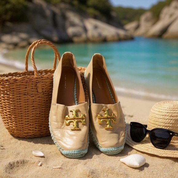 Tory Burch Eleanor leather espadrille sz 7 - Picture 1 of 12